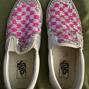 Vans with sequins that turn pink and silver.